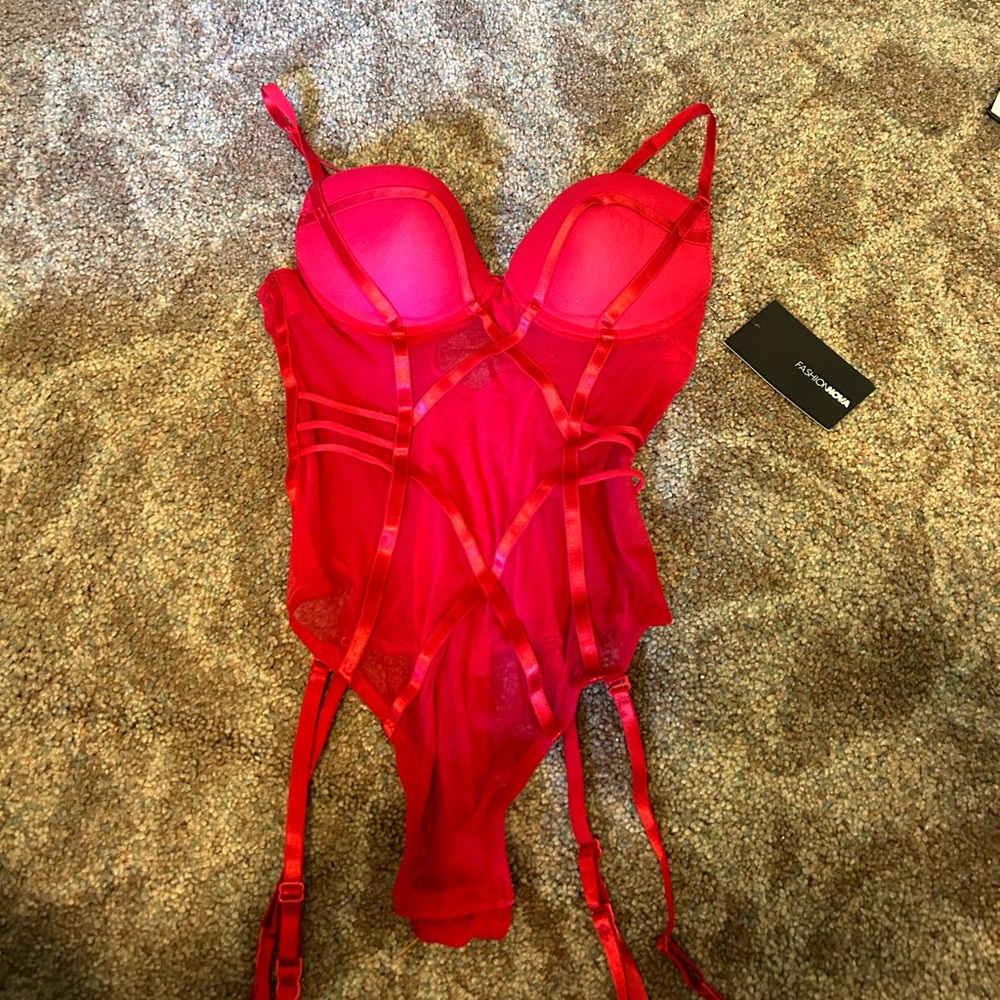 Fashion Nova red lingerie bodysuit